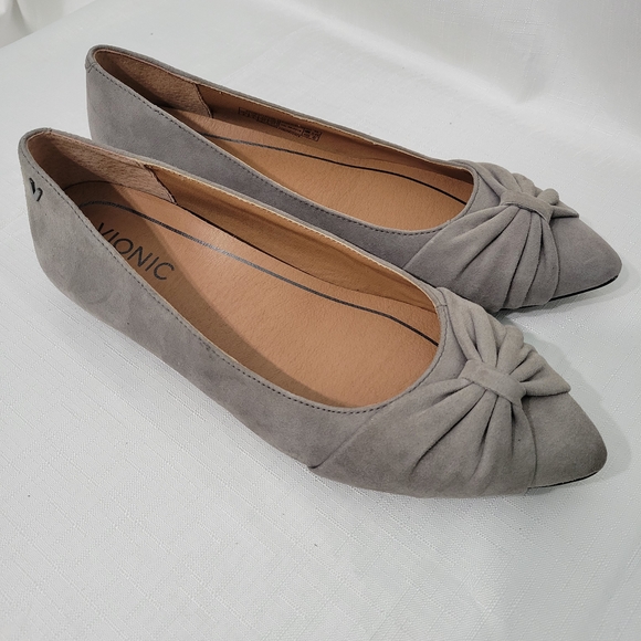 Vionic Women's Gramercy Poin Toe Gray Bow Flats Size 6 - Picture 5 of 9
